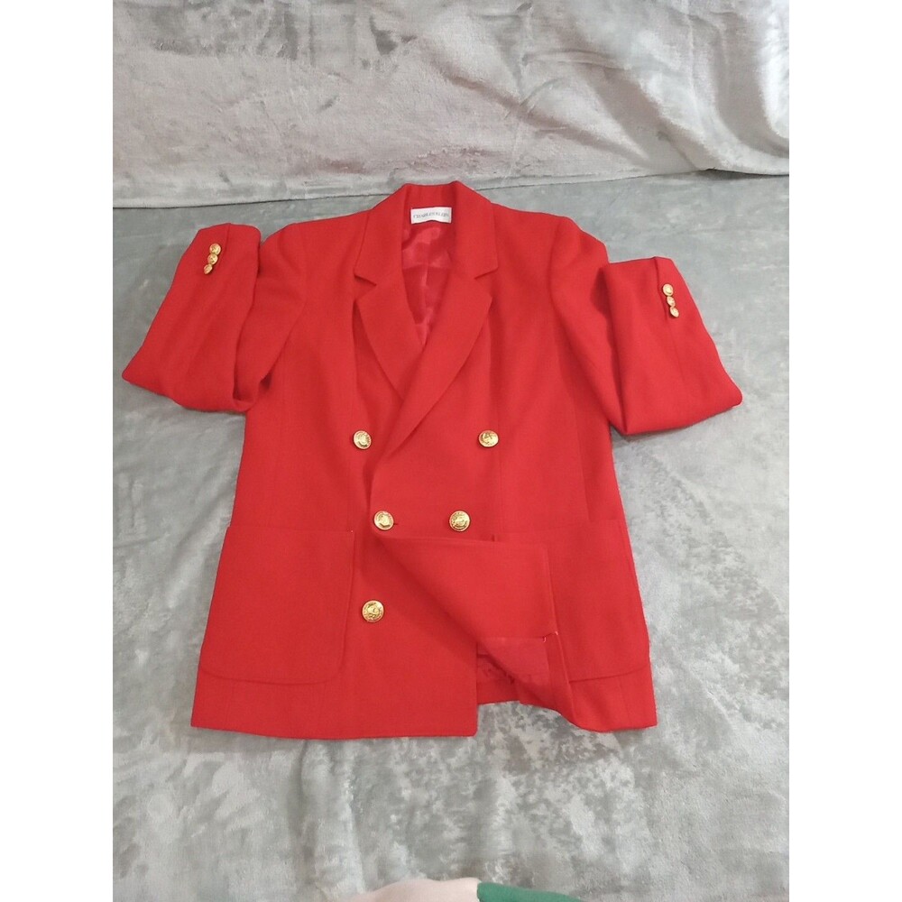 Charles Klein  Double Breasted Blazer Size 4 %100 Wool Gold Buttons